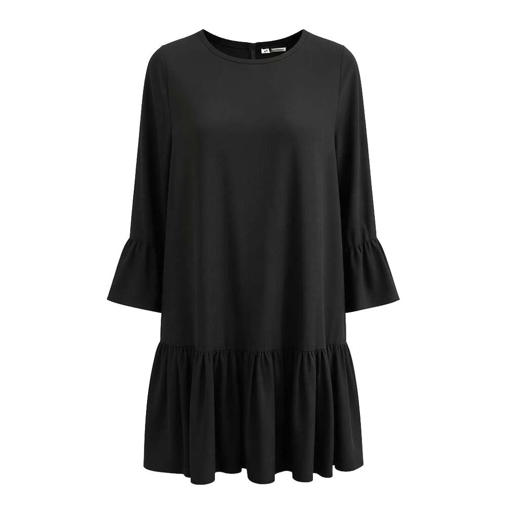 Ganni Black Dress with Bell Sleeves Size XS